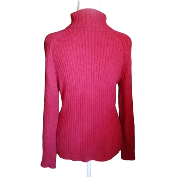 Sundance Red Cotton Silk Blend Rib Knit Turtleneck Sweater Size Small - Picture 4 of 7